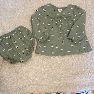 Olive green floral set